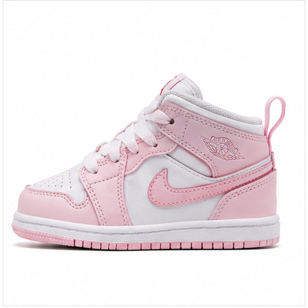 Nike Jordan 1 Mid TD da bambino rosa, bianche e rosse