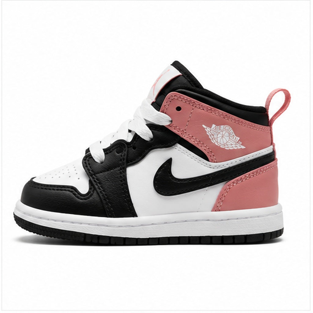 Nike Jordan 1 Mid TD da bambino bianche, nere e rosa