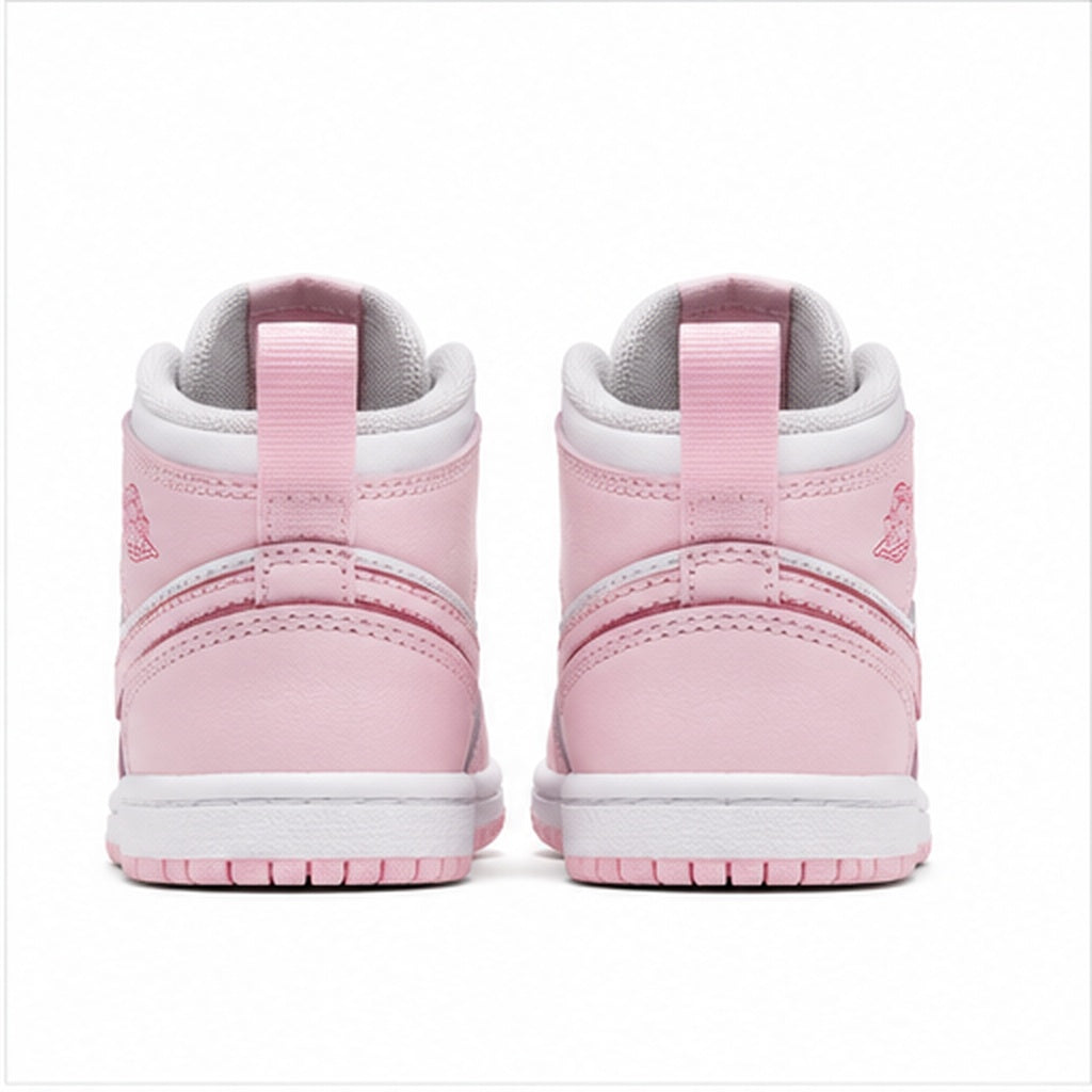 Nike Jordan 1 Mid TD da bambino rosa, bianche e rosse