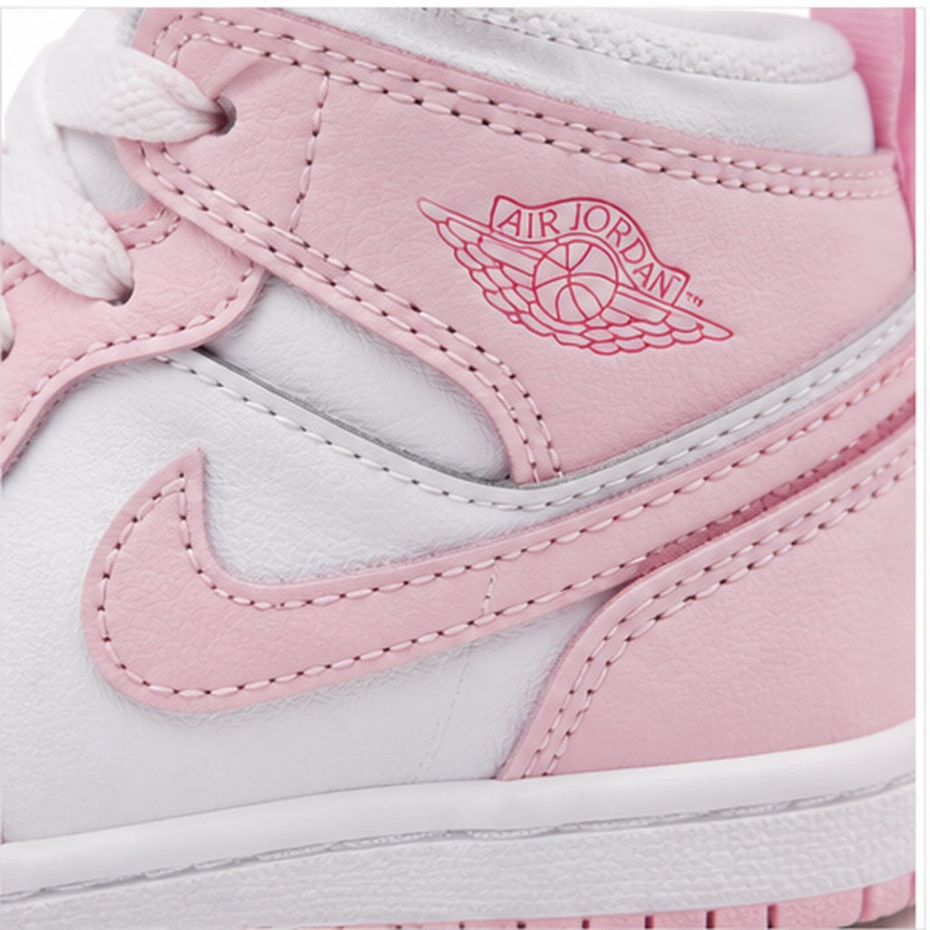 Nike Jordan 1 Mid TD da bambino rosa, bianche e rosse