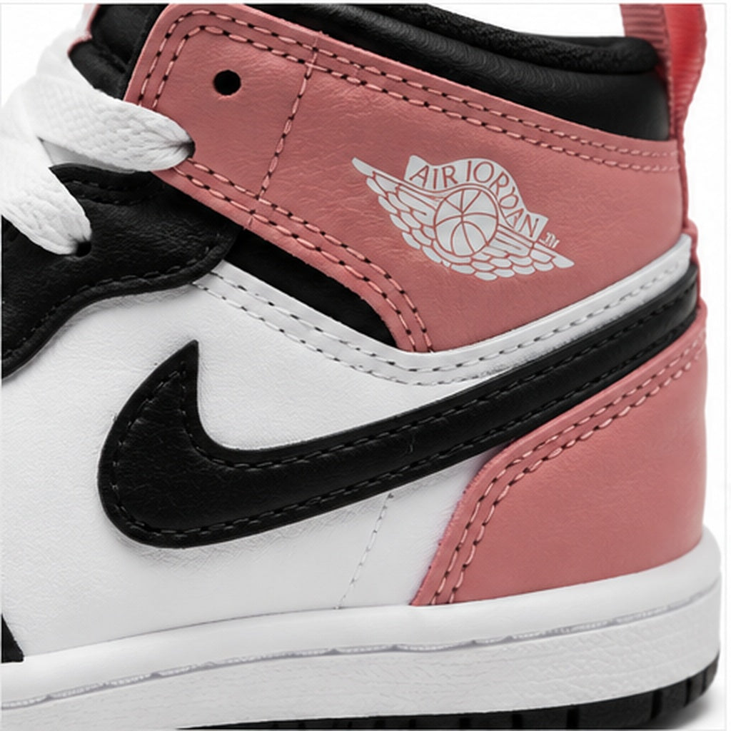 Nike Jordan 1 Mid TD da bambino bianche, nere e rosa