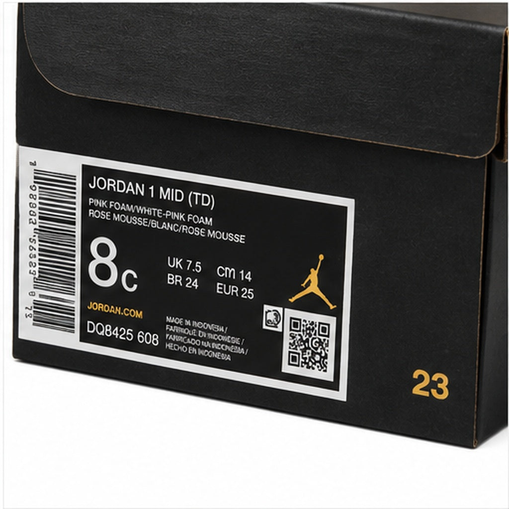 Nike Jordan 1 Mid TD da bambino bianche, nere e rosa