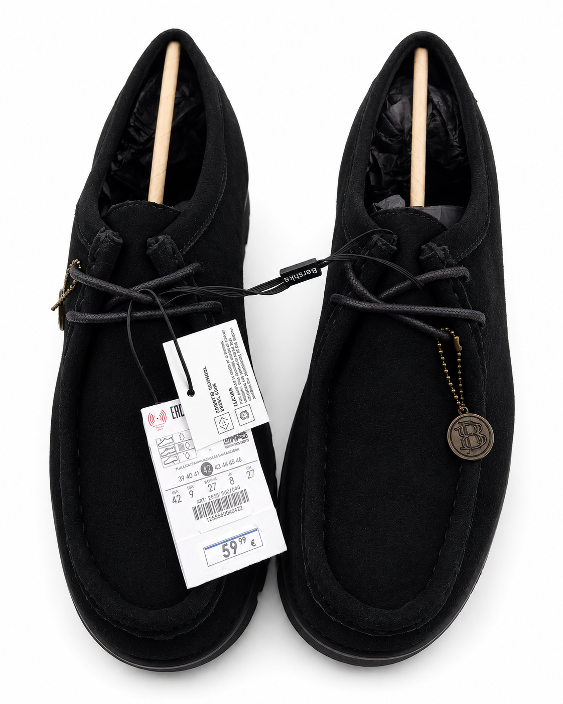 Scarpe Wallabee scamosciate nere con suola track