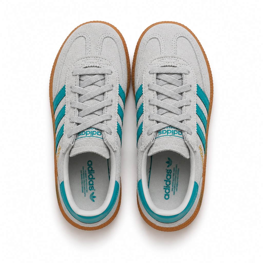 adidas Originals Handball Spezial CF EL I Grey Two/Pure Teal/Gum – EU 25.5