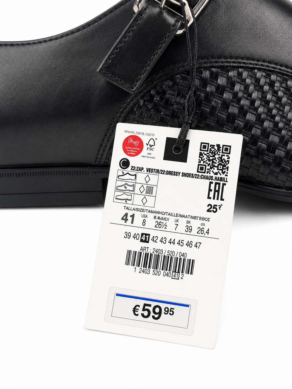 Zara Scarpa Monk Nera Intrecciata - Taglia 41