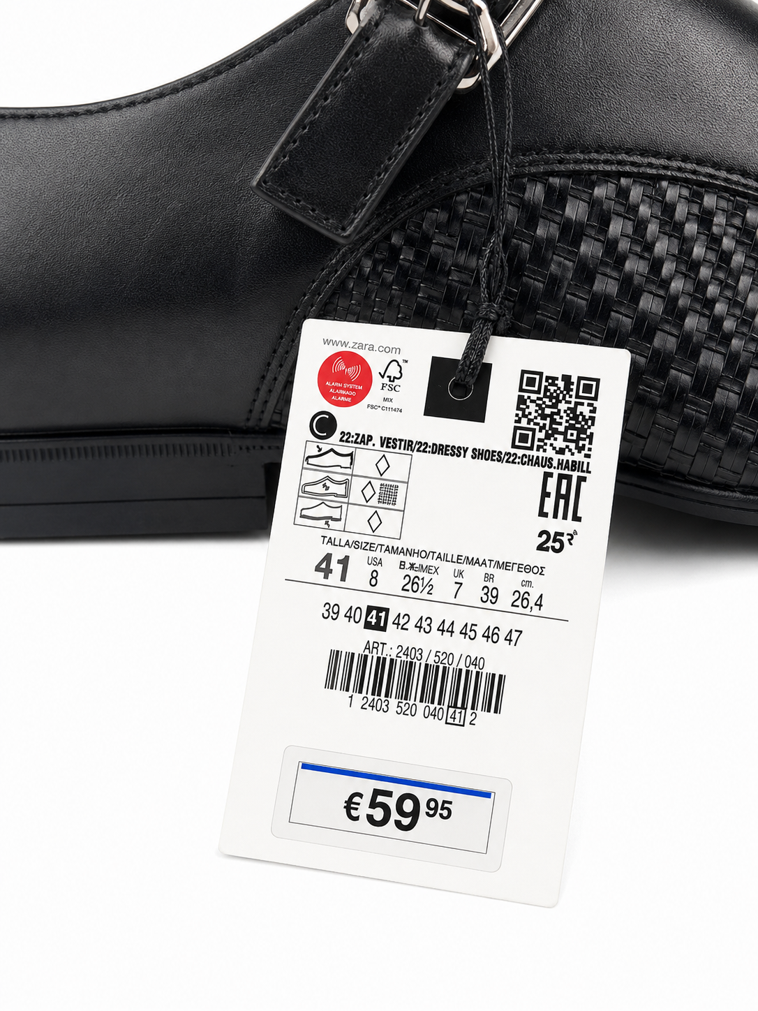 Zara Scarpa Monk Nera Intrecciata - Taglia 41