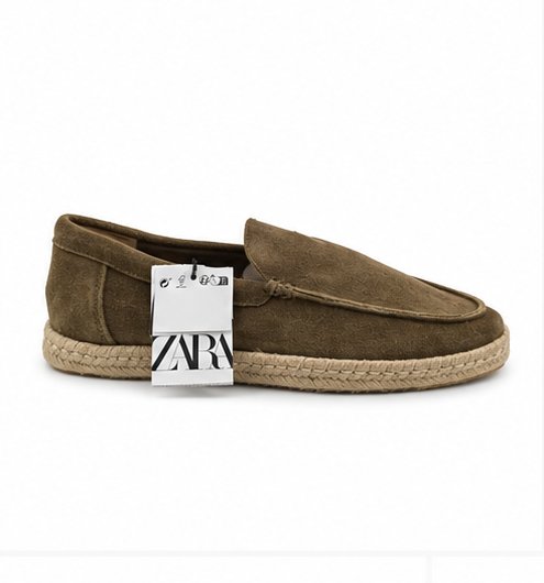 Espadrillas mocassino in camoscio kaki Zara - Taglia 41