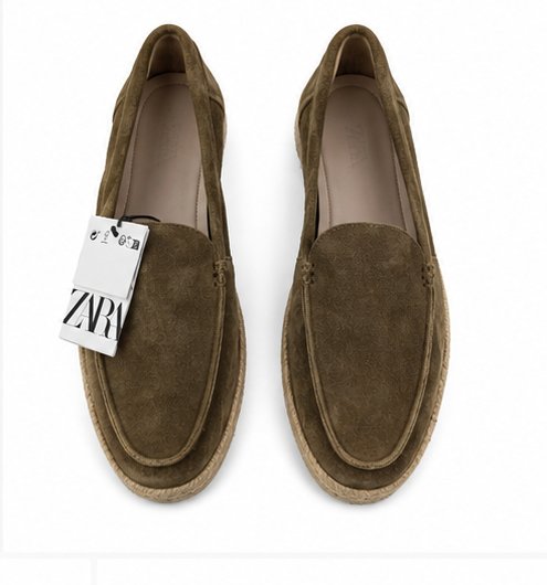 Espadrillas mocassino in camoscio kaki Zara - Taglia 41