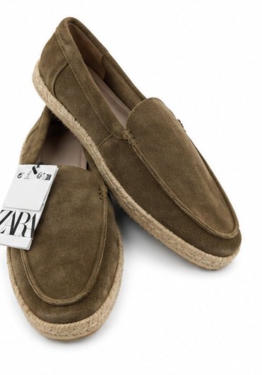 Espadrillas mocassino in camoscio kaki Zara - Taglia 41