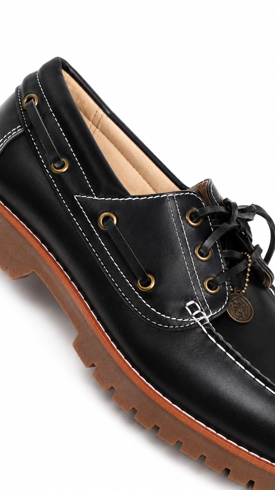 Chaussures Bateau Homme Noires Bershka – Semelle Camel