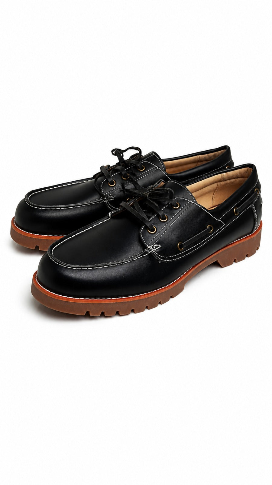 Chaussures Bateau Homme Noires Bershka – Semelle Camel