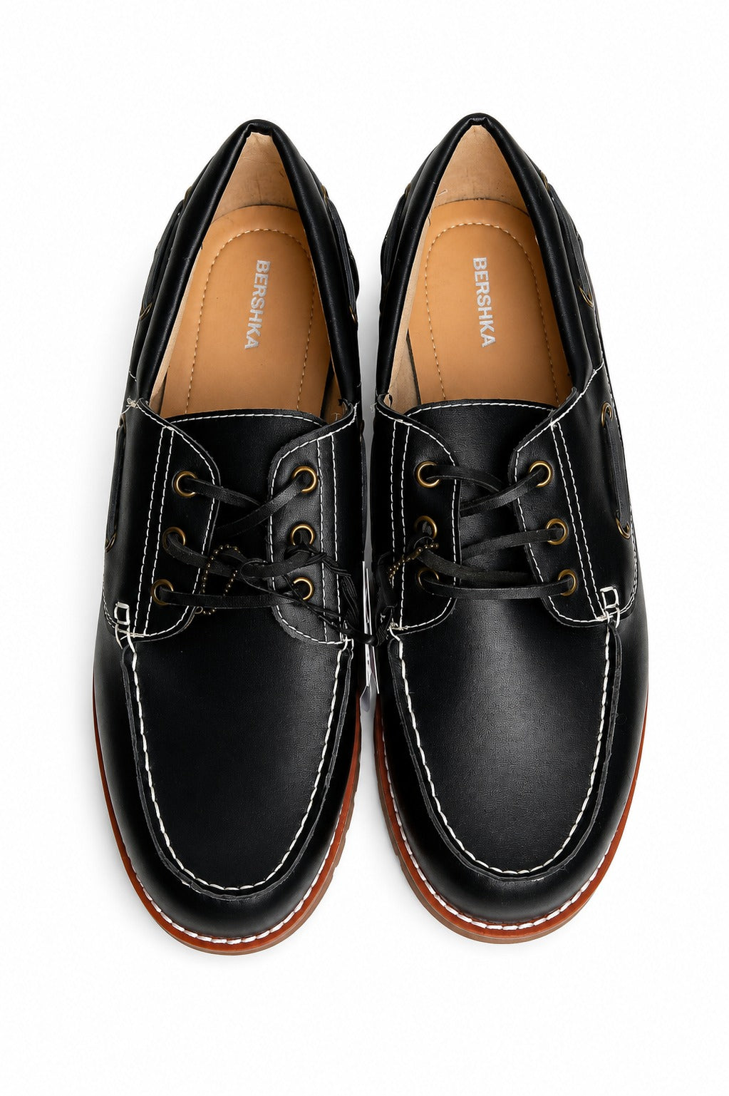 Chaussures Bateau Homme Noires Bershka – Semelle Camel