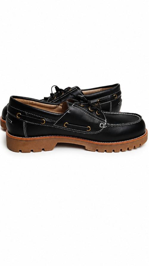 Chaussures Bateau Homme Noires Bershka – Semelle Camel