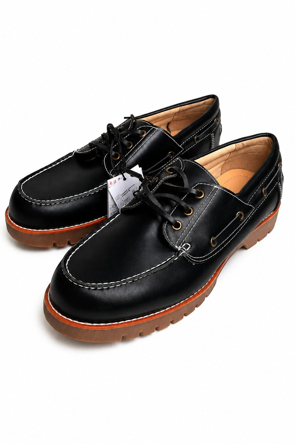 Chaussures Bateau Homme Noires Bershka – Semelle Camel