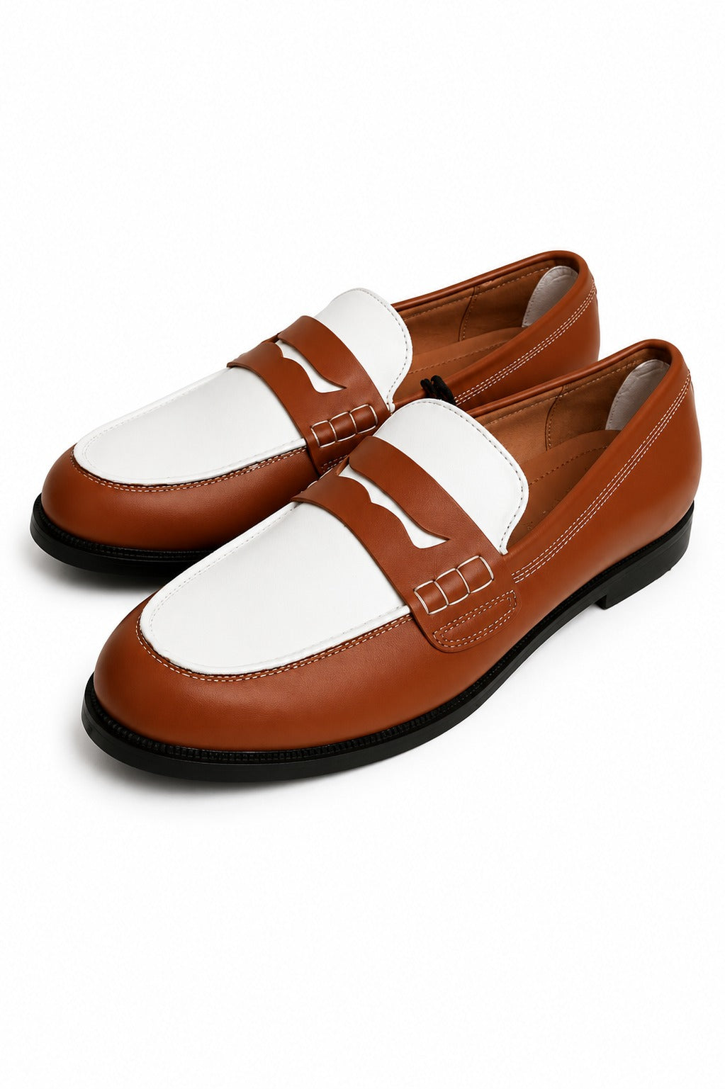 Mocassins Bicolores Homme Bershka – Marron & Blanc