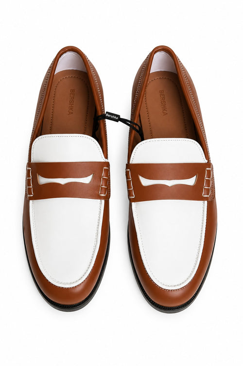 Mocassins Bicolores Homme Bershka – Marron & Blanc