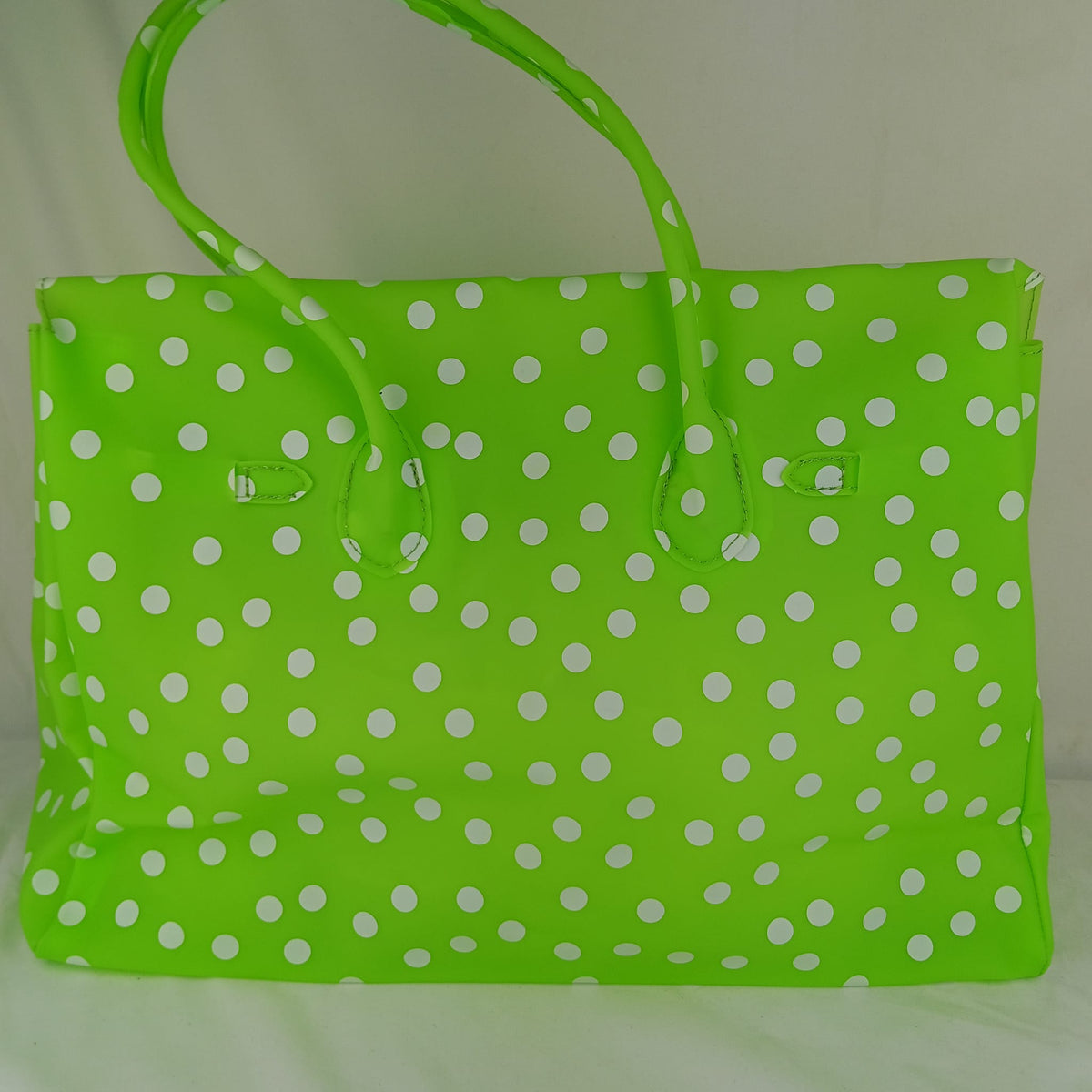 Borsa shopper verde a pois - vista posteriore