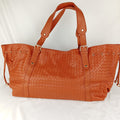 Borsa shopper arancione intrecciata - vista frontale