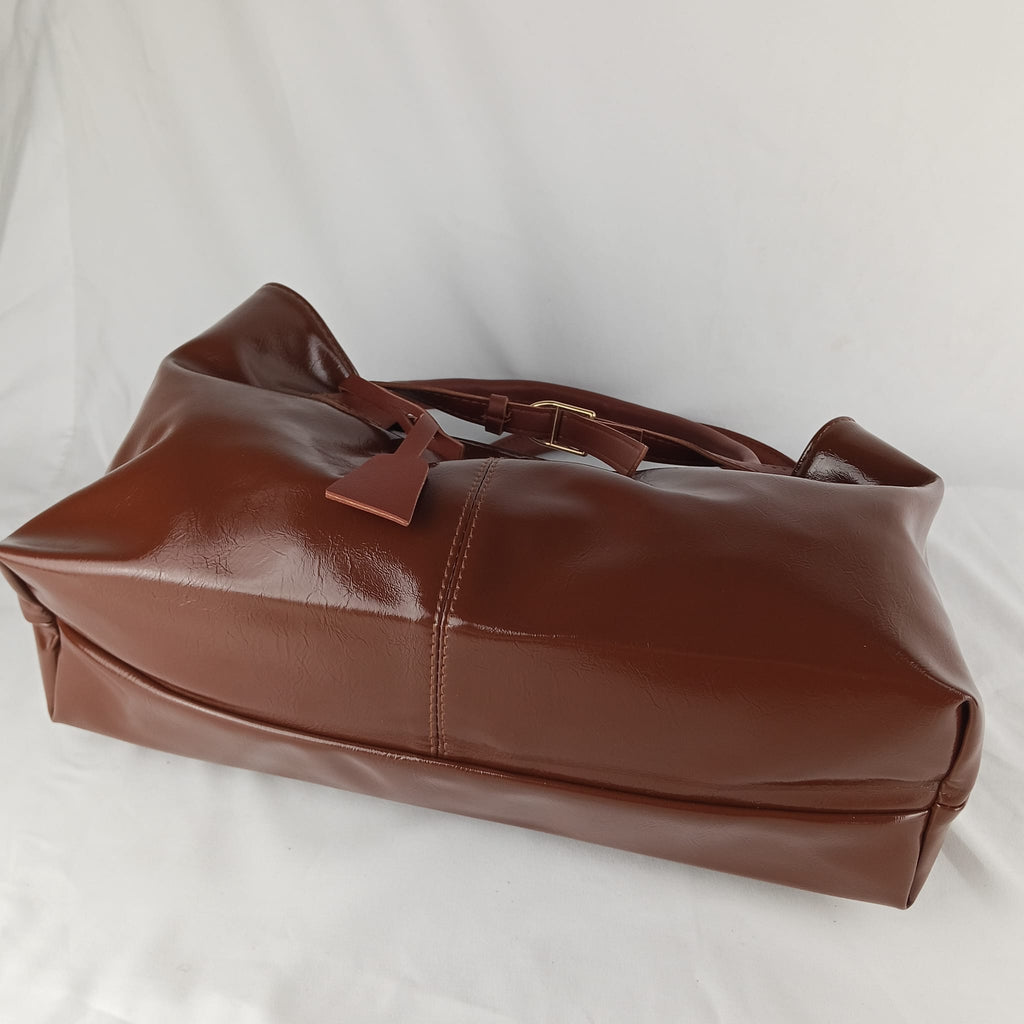 Borsa a Mano Lucida con Manici Lunghi