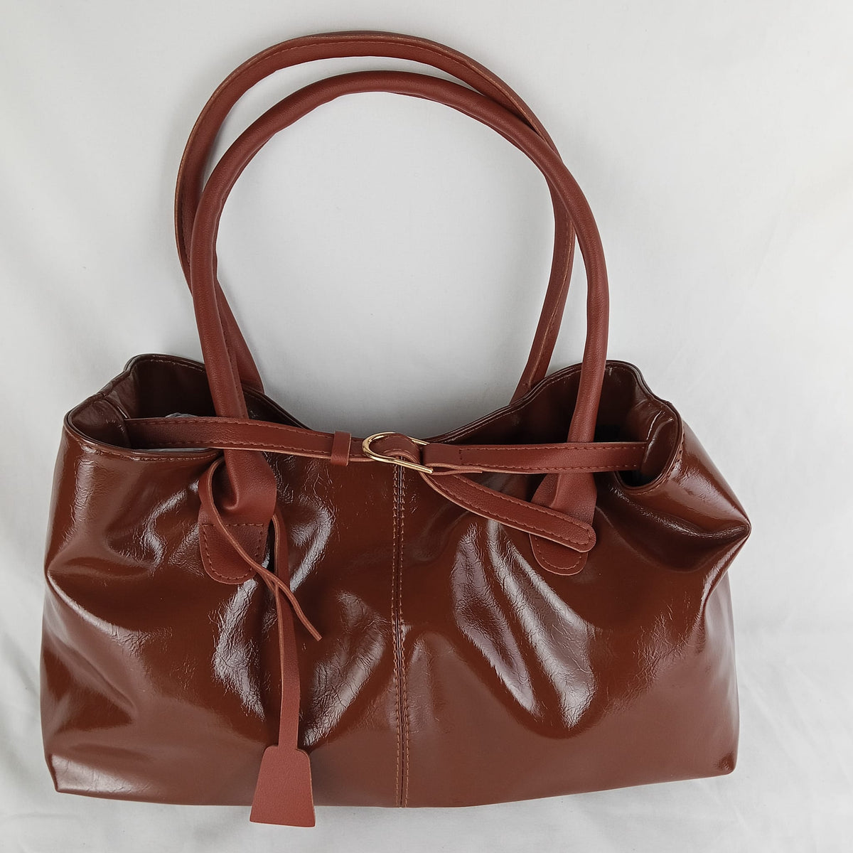 Borsa a Mano Lucida con Manici Lunghi