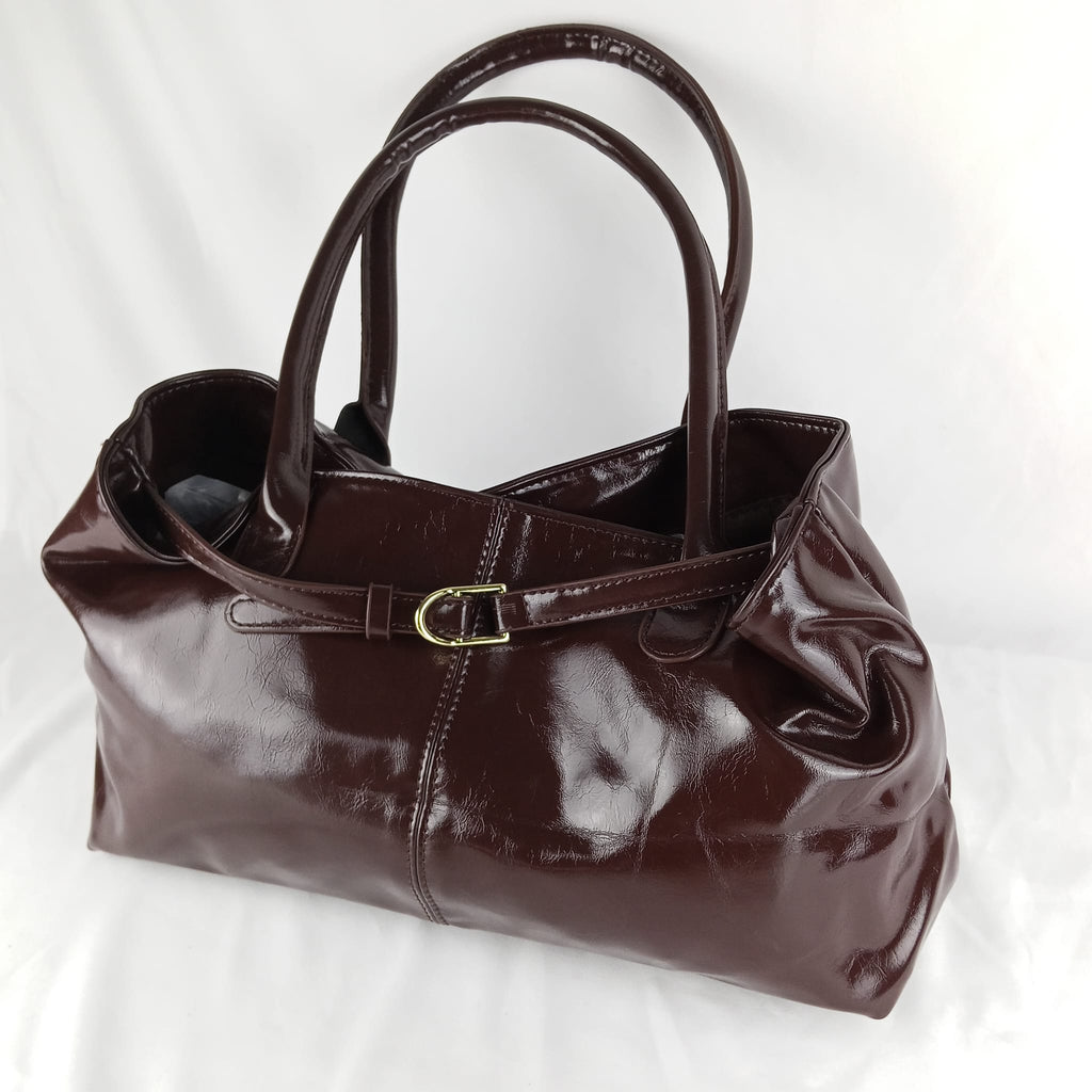 Borsa a Mano Lucida con Cinturino Decorativo