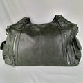 Borsa a mano verde oliva con zip frontali