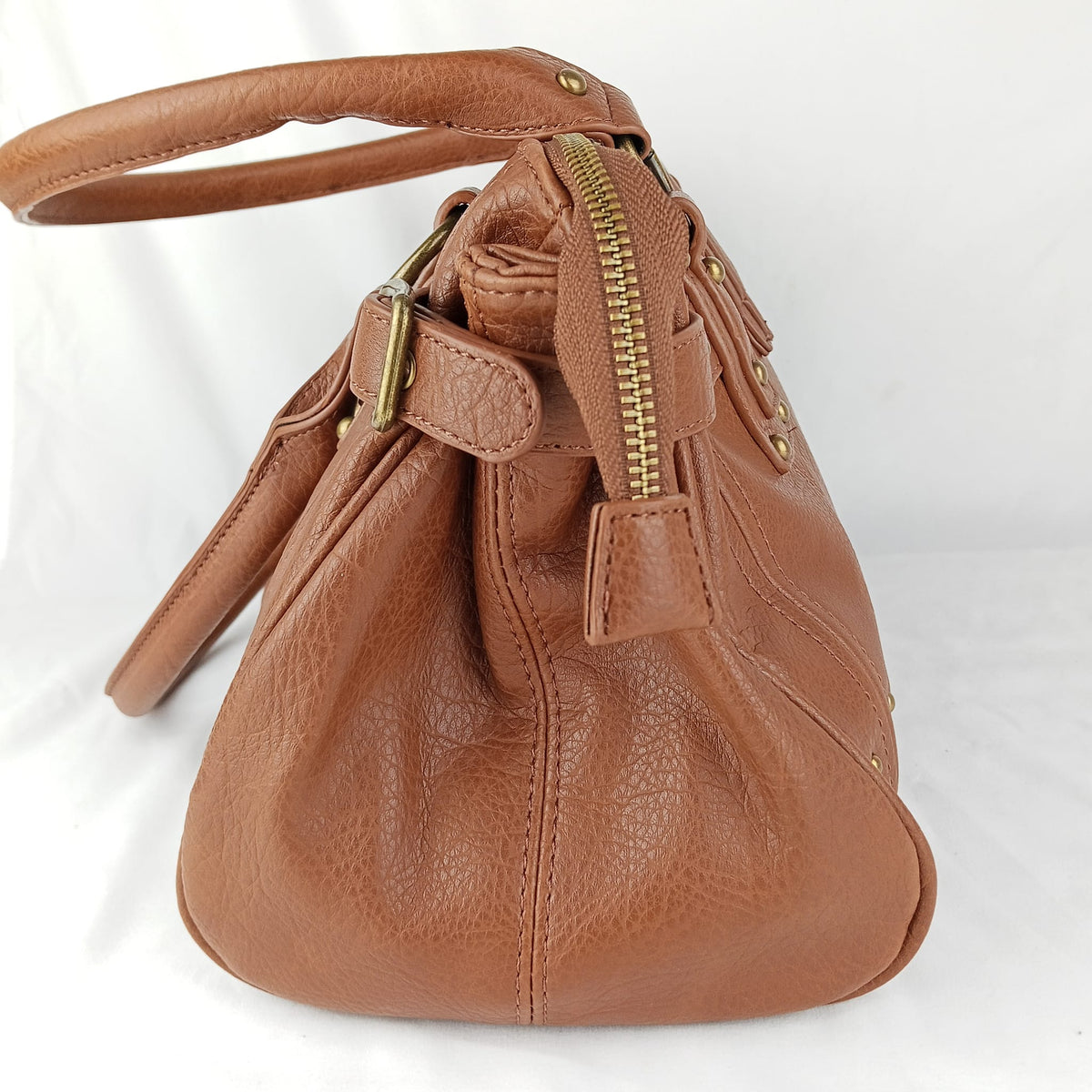 Borsa a mano verde oliva con dettagli dorati - vista 2