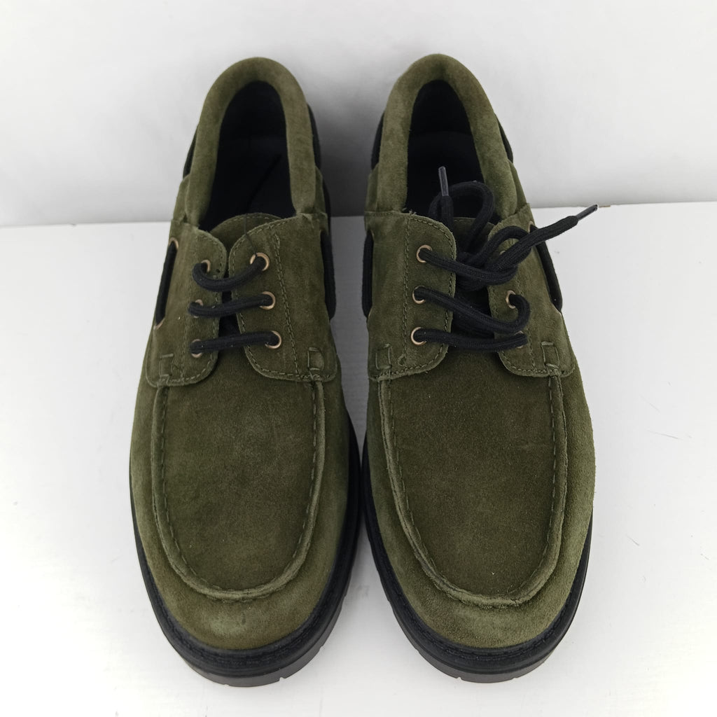 Scarpe stringate Zara verde oliva effetto scamosciato