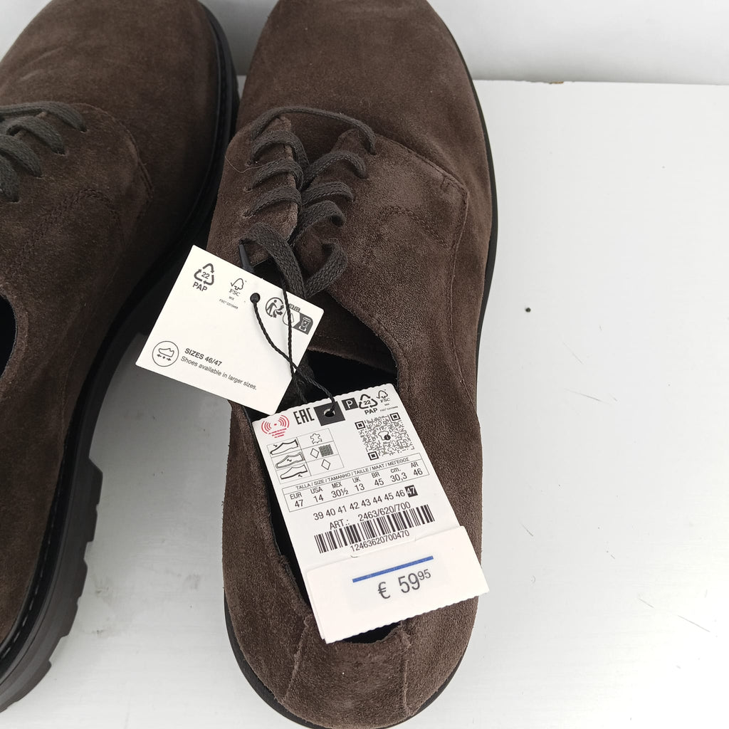 Scarpe stringate Zara marrone scuro effetto scamosciato
