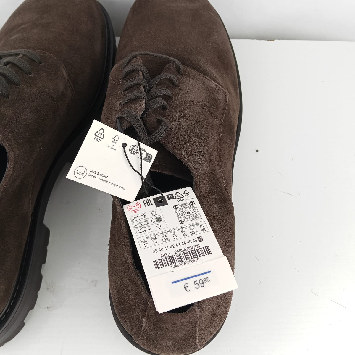 Scarpe stringate Zara marrone scuro effetto scamosciato