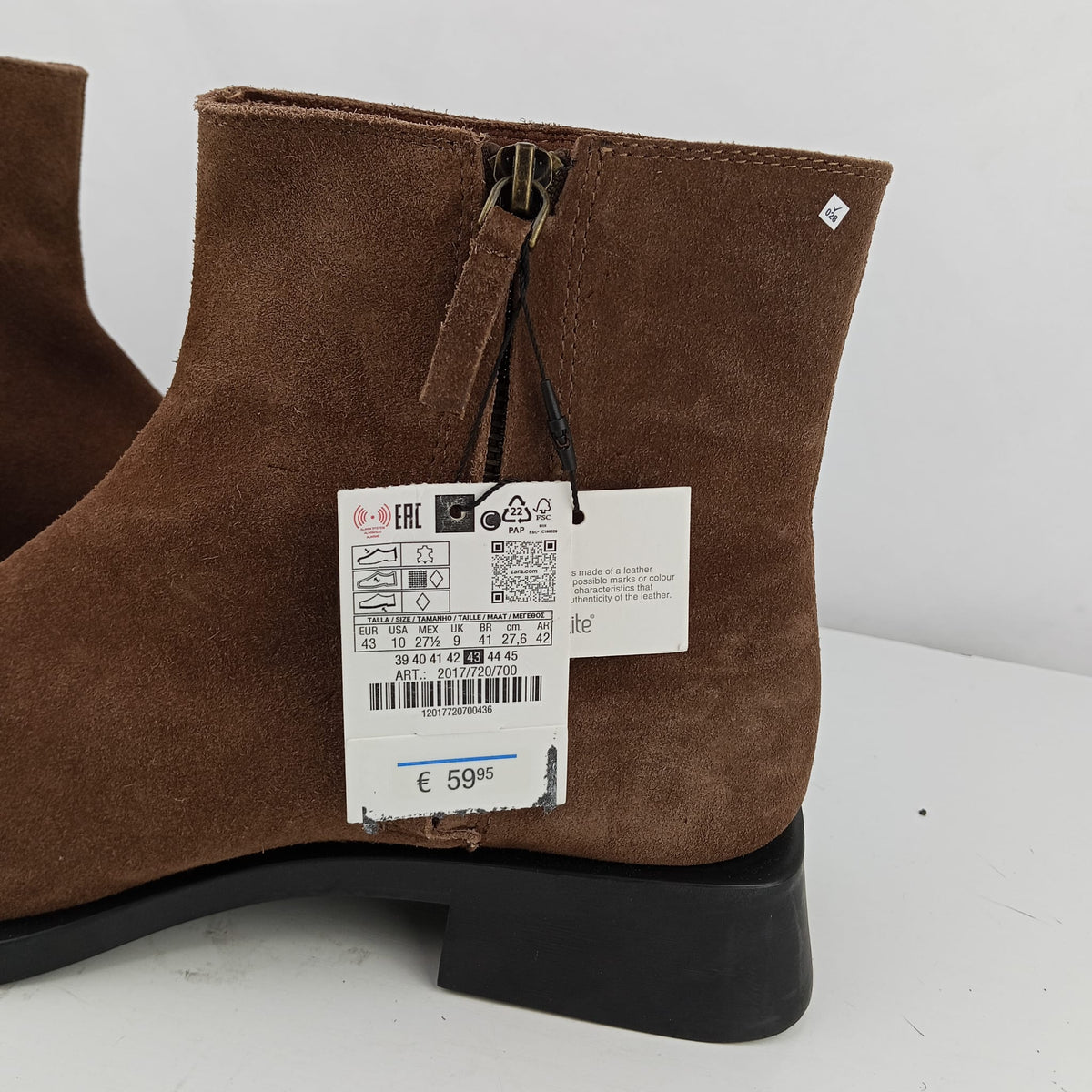 Stivaletti Zara marroni effetto scamosciato con zip laterale