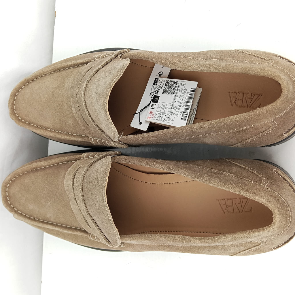 Mocassini Zara beige effetto scamosciato