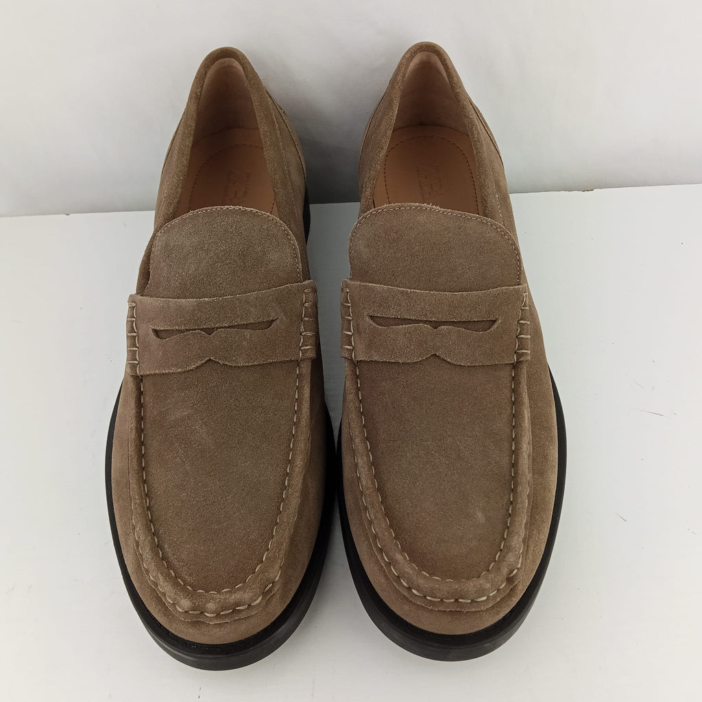 Mocassini Zara beige effetto scamosciato