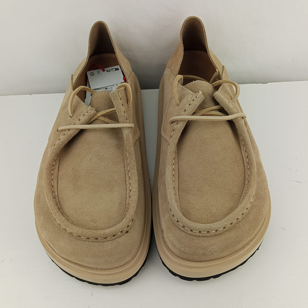 Scarpe stringate Zara beige effetto scamosciato con suola spessa