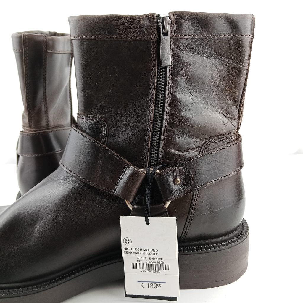 Stivaletti Zara marrone scuro con cinturino e zip laterale