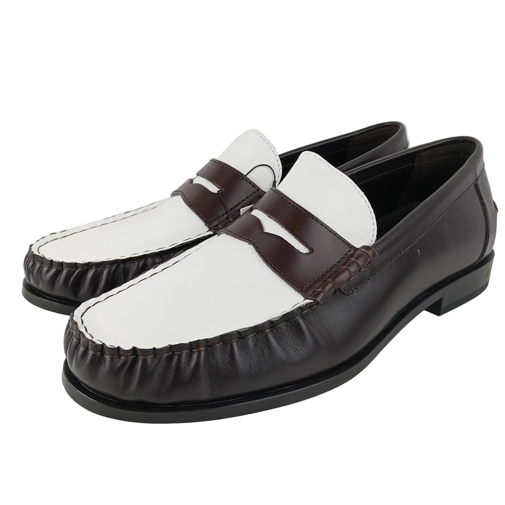 Mocassini Zara bicolore bianco e marrone