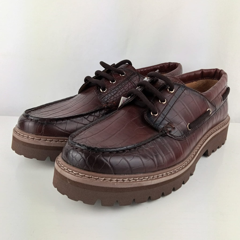 Scarpe stringate Zara marrone effetto coccodrillo con suola carrarmato