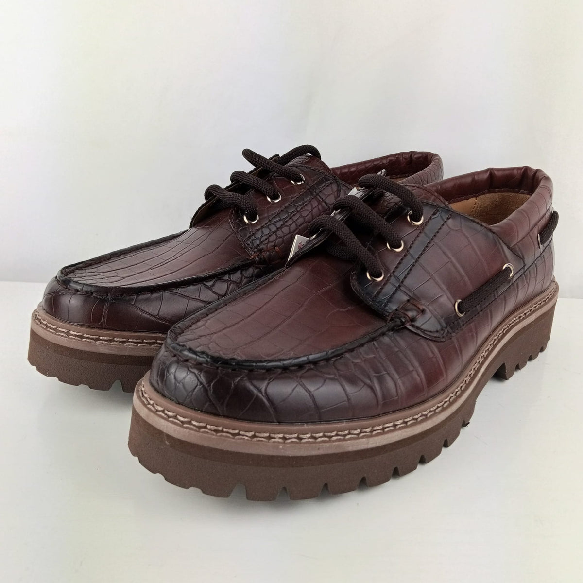 Scarpe stringate Zara marrone effetto coccodrillo con suola carrarmato